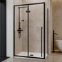 1000x800mm Black 8mm Glass Rectangular Shower Enclosure with Extended Handle - Pavo