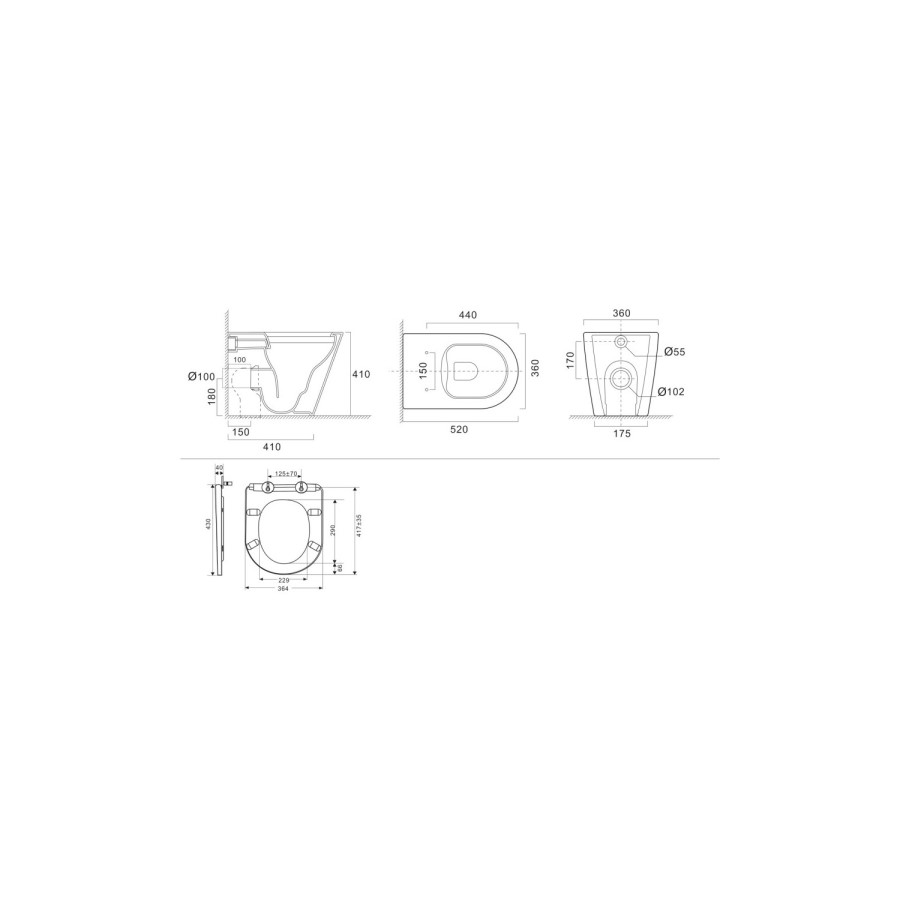1100mm White Toilet and Sink Unit with Round Toilet - Pendle