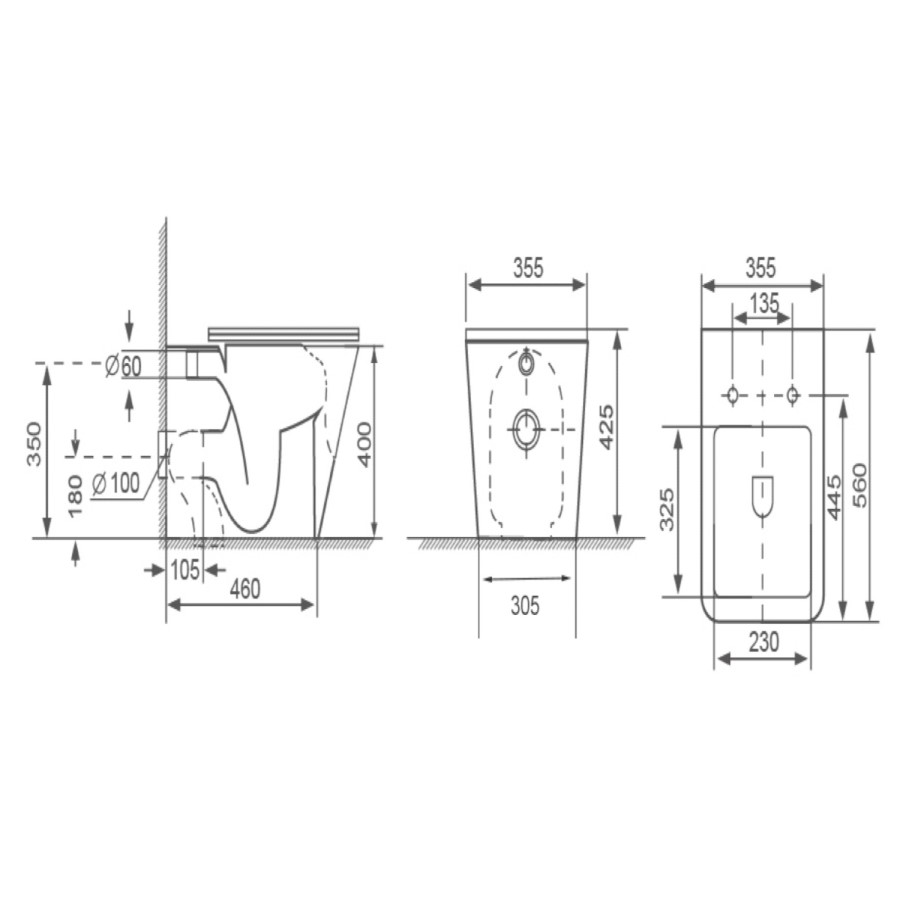 1100mm Black Toilet and Sink Unit with Square Toilet - Pendle