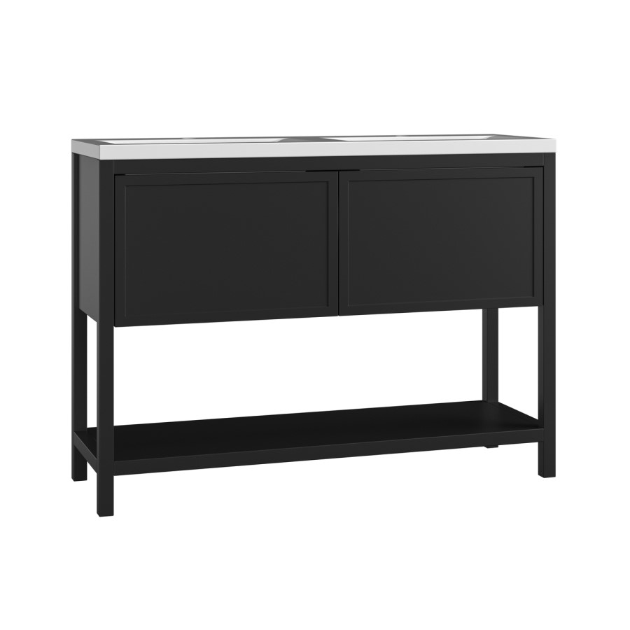 1200mm Black Freestanding Double Vanity Unit with Basin - Perla