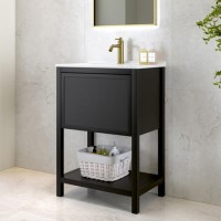 600mm Black Freestanding Vanity Unit with Basin - Perla