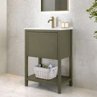 600mm Green Freestanding Vanity Unit with Basin - Perla
