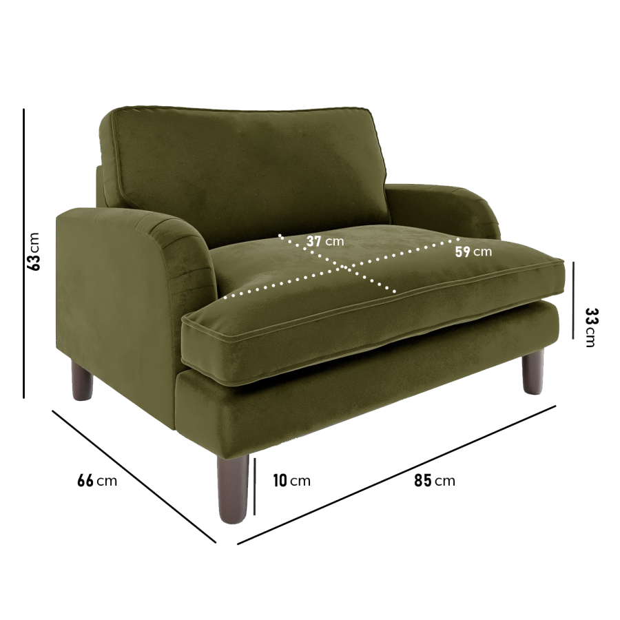 Olive Green Velvet Kids Armchair - Payton