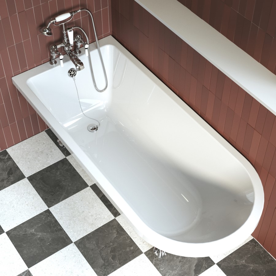 Burgundy Freestanding Single Ended Bath with Chrome Feet 1670 x 740mm - Park Royal