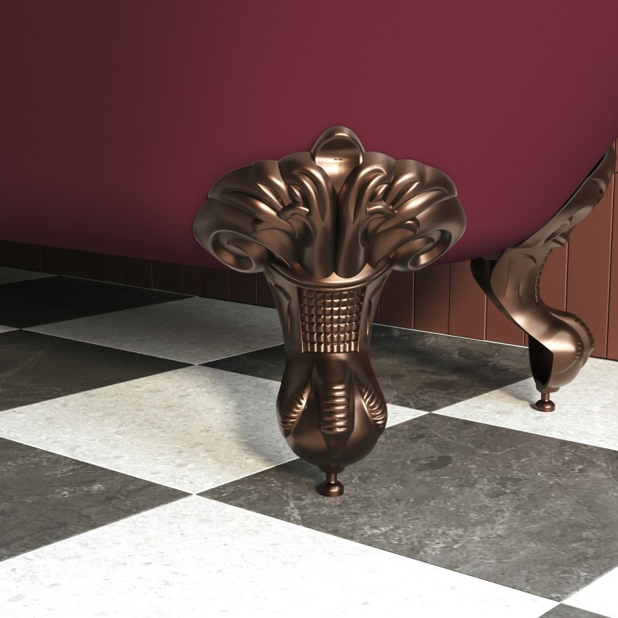 Burgundy Freestanding Single Ended Bath with Bronze Feet 1670 x 740mm - Park Royal