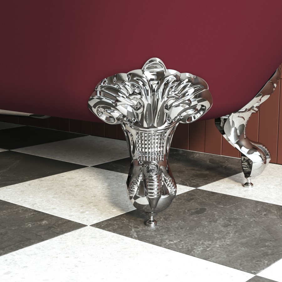 Burgundy Freestanding Single Ended Shower Bath with Chrome Screen & Feet 1670 x 740mm - Park Royal