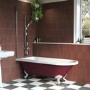 Burgundy Freestanding Single Ended Shower Bath with Chrome Screen & White Feet 1670 x 740mm - Park Royal