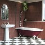 Burgundy Freestanding Single Ended Shower Bath with Chrome Screen & White Feet 1670 x 740mm - Park Royal