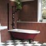 Burgundy Freestanding Single Ended Shower Bath with Black Screen & Feet 1670 x 740mm - Park Royal