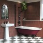 Burgundy Freestanding Single Ended Shower Bath with Black Screen & Feet 1670 x 740mm - Park Royal