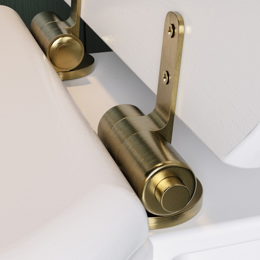 Close Coupled Traditional Low Level Short Projection Toilet with Wooden Soft Close Seat & Brass Fittings - Park Royal