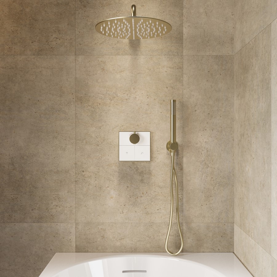 Brushed Brass 2 Outlet Concealed Mixer Shower Set With Hand Shower - Priya