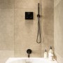 Black 2 Outlet Wall Mounted Thermostatic Bath Mixer Shower Set With Hand Shower & Bath Filler Spout - Priya