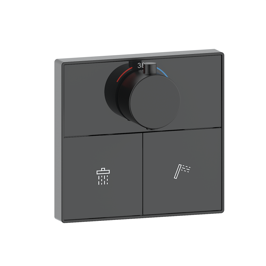 Black 2 Outlet Concealed Mixer Shower Set With Bath Filler Spout - Priya