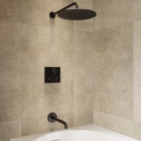 Black 2 Outlet Concealed Mixer Shower Set With Bath Filler Spout - Priya