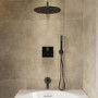 Black 3 Outlet Thermostatic Push Button Mixer Shower Set With Bath Filler Spout & Hand Shower - Priya