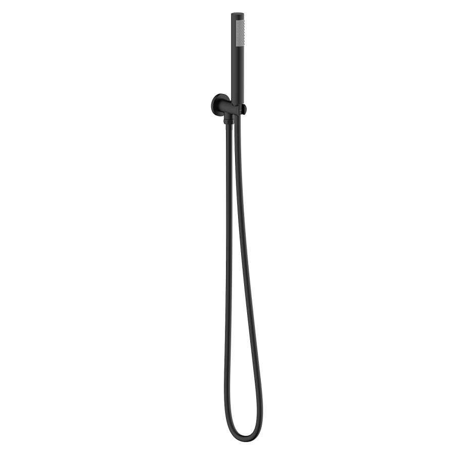 Black 3 Outlet Thermostatic Push Button Mixer Shower Set With Bath Filler Spout & Hand Shower - Priya