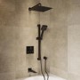Black 3 Outlet Concealed Mixer Shower Set With Bath Filler Spout & Hand Shower with Slide Rail Kit - Priya