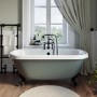 Grade A1 - Freestanding Light Green Double Ended Roll Top Bath with Black Feet 1515 x 740mm - Park Royal