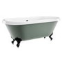 Grade A1 - Freestanding Light Green Double Ended Roll Top Bath with Black Feet 1515 x 740mm - Park Royal
