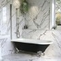 Black Freestanding Single Ended Shower Bath with Chrome Screen & Feet 1670 x 740 mm - Park Royal