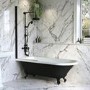 Black Freestanding Single Ended Shower Bath with Black Screen & Feet 1670 x 740 mm - Park Royal