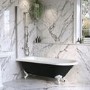 Black Freestanding Single Ended Shower Bath with Chrome Screen & White Feet 1670 x 740 mm - Park Royal