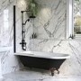 Black Freestanding Single Ended Shower Bath with Bronze Feet & Black Bath Screen 1670 x 740mm - Park Royal