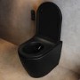 Matt Black Back To Wall Smart Bidet Japanese Toilet With White Glass Cabinet, Frame, Cistern & Pneumatic Dual Flush Button - Purificare
