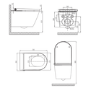 Matt Black Wall Hung Smart Bidet Japanese Toilet With White Glass Cabinet, Frame, Cistern & Pneumatic Dual Flush Button - Purificare
