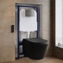Matt Black Wall Hung Smart Bidet Japanese Toilet & 1160mm Frame Cistern and Chrome Mechanical Flush Plate - Purificare