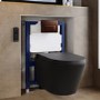 Matt Black Wall Hung Smart Bidet Japanese Toilet & 820mm Frame Cistern with Brushed Bronze Pneumatic Flush Plate - Purificare