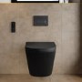 Matt Black Wall Hung Smart Bidet Japanese Toilet & 820mm Frame Cistern with Gunmetal Grey  Pneumatic Flush Plate - Purificare