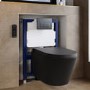 Matt Black Wall Hung Smart Bidet Japanese Toilet & 820mm Frame Cistern with Gunmetal Grey  Pneumatic Flush Plate - Purificare