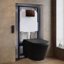 Matt Black Wall Hung Smart Bidet Japanese Toilet & 1160mm Frame Cistern with Brushed Bronze Pneumatic Flush Plate - Purificare
