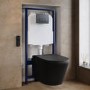 Matt Black Wall Hung Smart Bidet Japanese Toilet & 1160mm Frame Cistern with Gunmetal Grey Pneumatic Flush Plate - Purificare