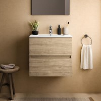 500mm Ideal Standard Eurovit+ Oak Wall Hung Vanity Unit with Basin