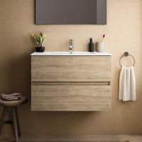 800mm Ideal Standard Oak Eurovit+ Wall Hung Vanity Unit with Basin