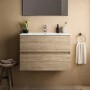800mm Ideal Standard Oak Eurovit+ Wall Hung Vanity Unit with Basin