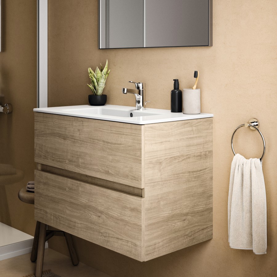 800mm Ideal Standard Oak Eurovit+ Wall Hung Vanity Unit with Basin