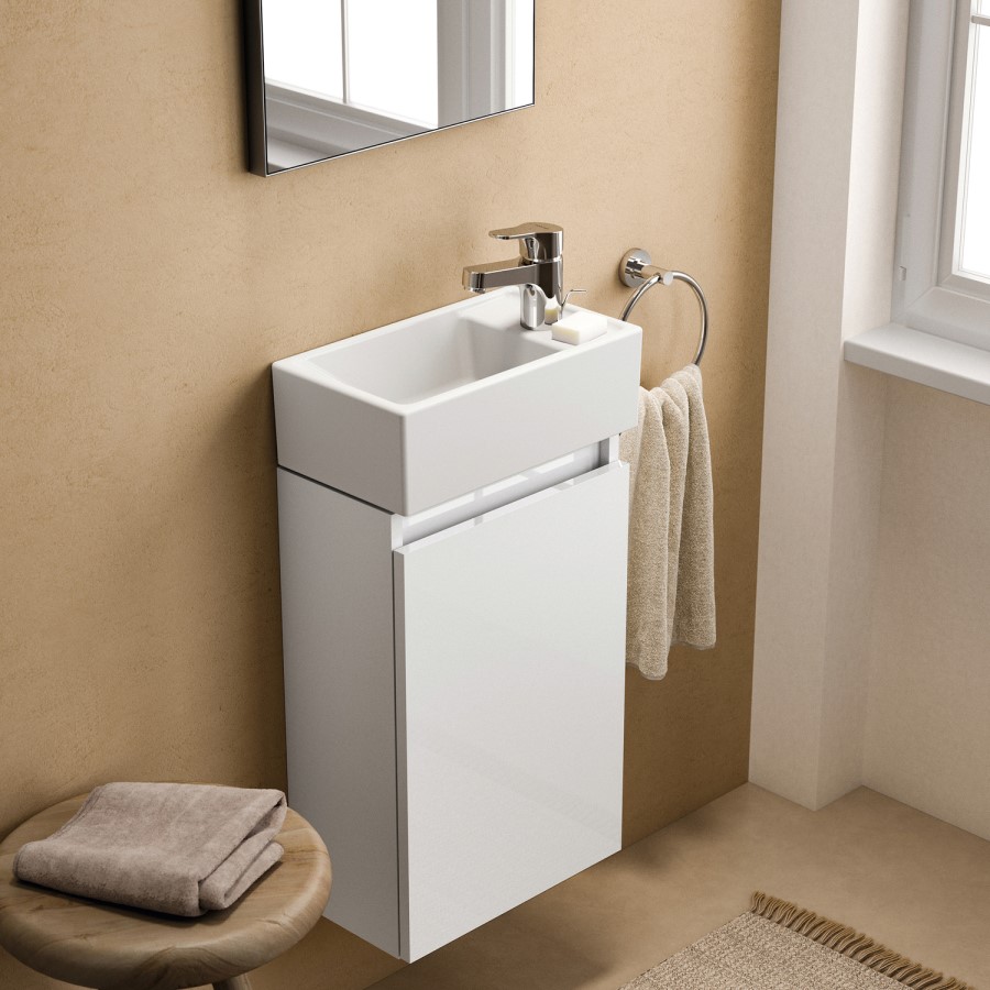 350mm Ideal Standard Eurovit+ White Right-Hand Wall Hung Vanity Unit with Basin