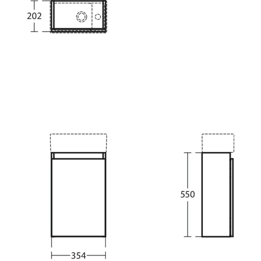 350mm Ideal Standard Eurovit+ Oak Left-Hand Wall Hung Vanity Unit with Basin