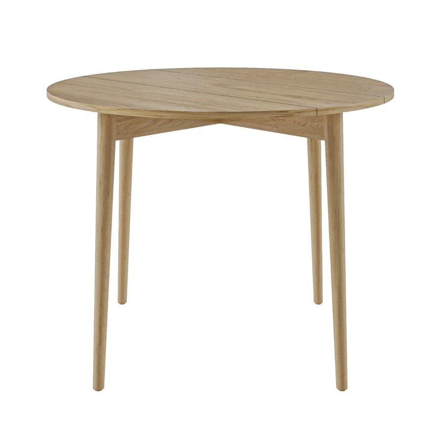 Small Oak Drop Leaf Dining Table Set with 2 Beige Upholstered Chairs - Seats 2 - Rudy