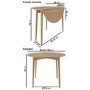Small Oak Drop Leaf Dining Table Set with 2 Beige Upholstered Chairs - Seats 2 - Rudy