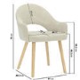 Small Oak Drop Leaf Dining Table Set with 2 Beige Upholstered Chairs - Seats 2 - Rudy