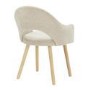 Small Oak Drop Leaf Dining Table Set with 2 Beige Upholstered Chairs - Seats 2 - Rudy