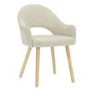 Small Oak Drop Leaf Dining Table Set with 2 Beige Upholstered Chairs - Seats 2 - Rudy