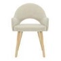 Small Oak Drop Leaf Dining Table Set with 2 Beige Upholstered Chairs - Seats 2 - Rudy