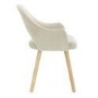Small Oak Drop Leaf Dining Table Set with 2 Beige Upholstered Chairs - Seats 2 - Rudy