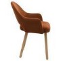 Small Oak Drop Leaf Dining Table Set with 2 Burnt Orange Upholstered Chairs - Seats 2 - Rudy